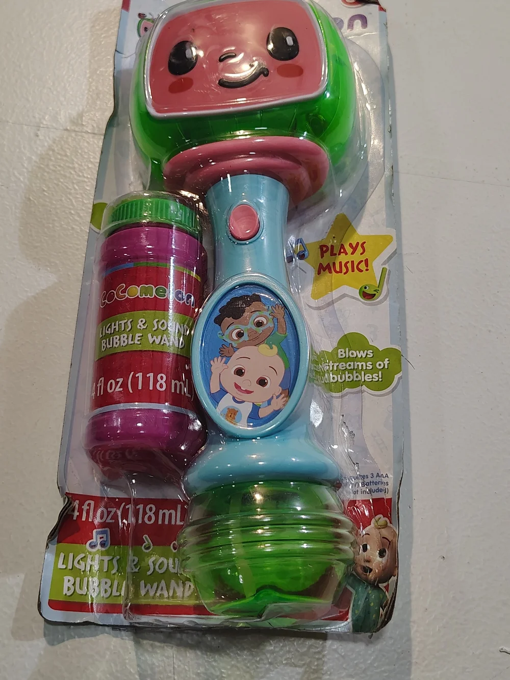 CoComelon Light-Up Bubble Wand with Music - Pink & Green